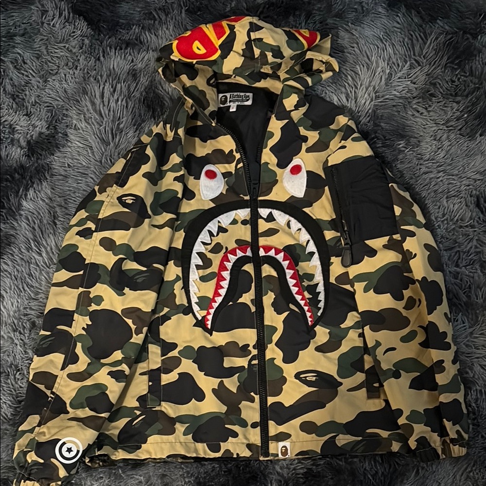 Kids Camo Jacket with Shark Design